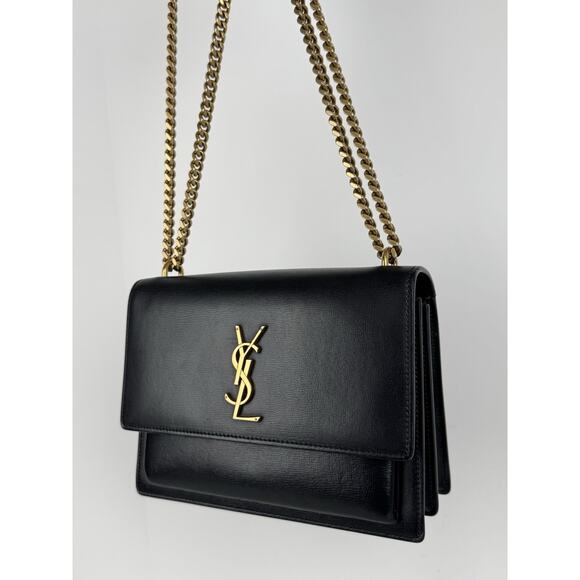 Saint Laurent Sunset Medium Monogram Bag in Black Calfskin B-9 - Picture 14 of 16